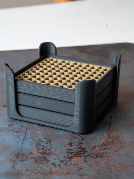 Square Honeycomb Coasters – Modern 3D-Printed Drink Coaster Set
