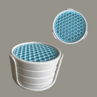 Honeycomb Coaster Set – Modern Table Coasters with Holder