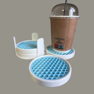 Honeycomb Coaster Set – Modern Table Coasters with Holder