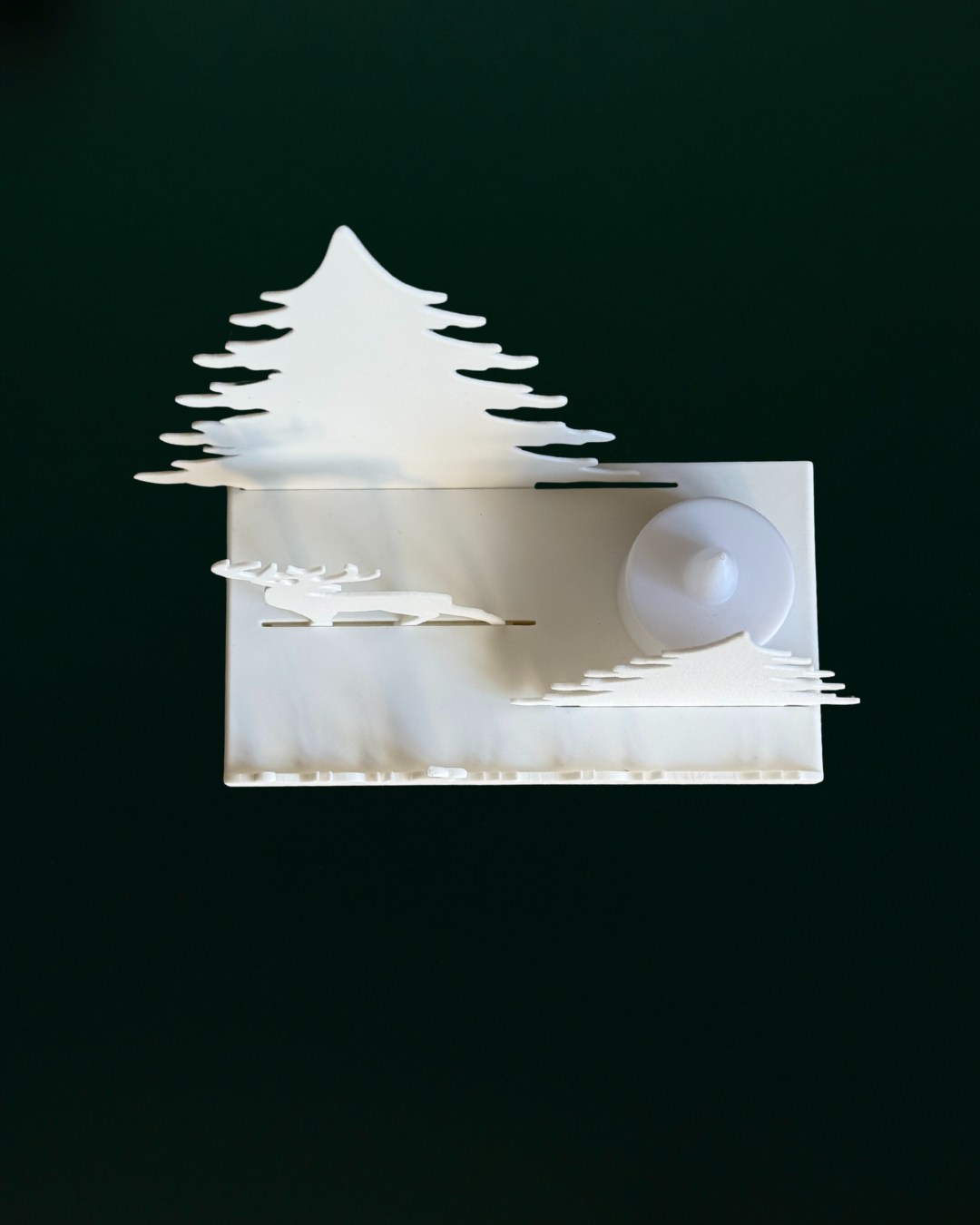 Christmas Deer & Pine Tree LED Light – Cozy Holiday Table Décor