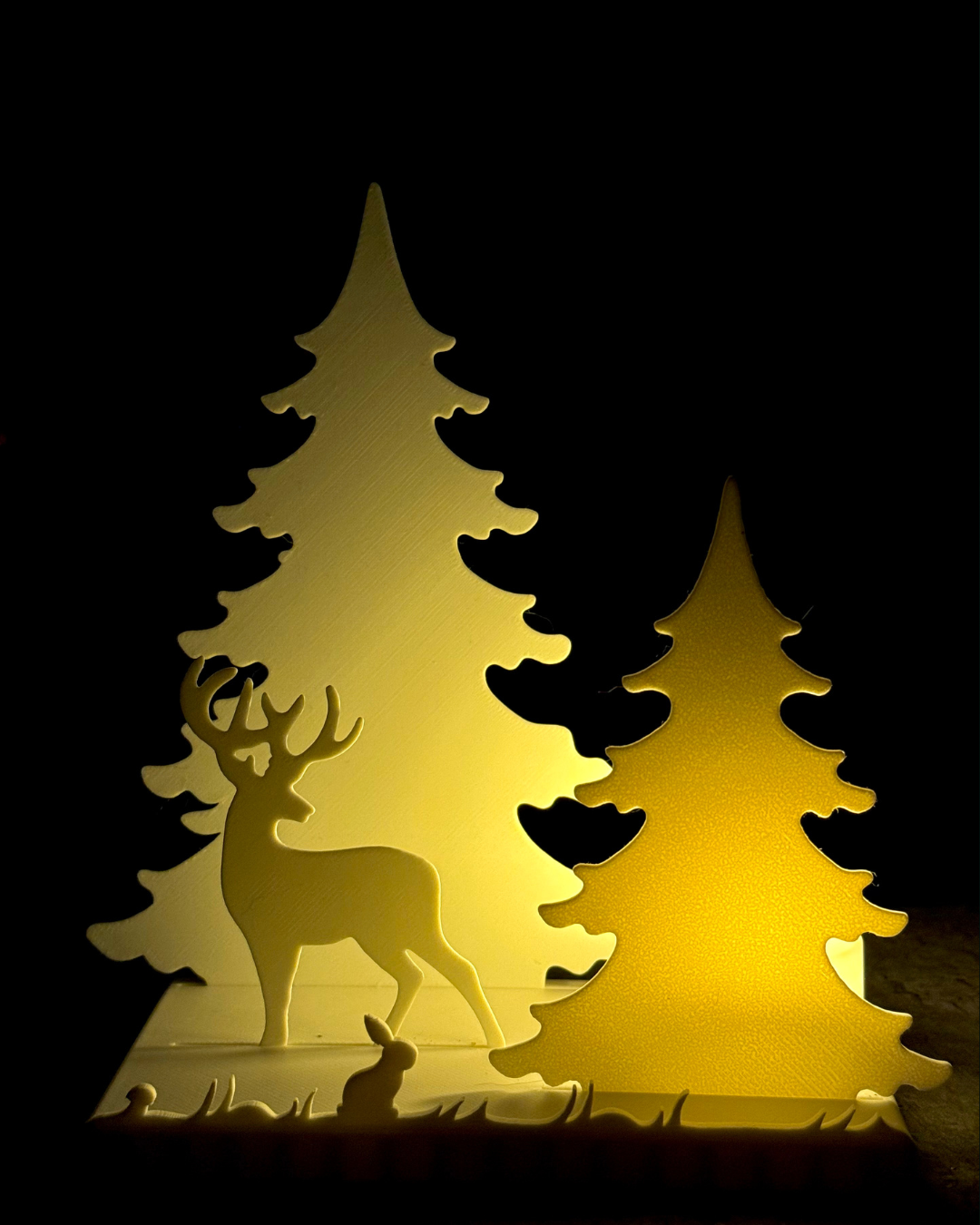 Christmas Deer & Pine Tree LED Light – Cozy Holiday Table Décor
