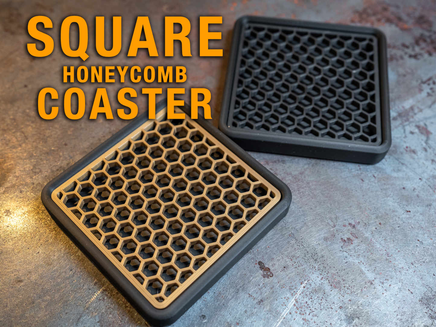 Square Honeycomb Coasters – Modern 3D-Printed Drink Coaster Set