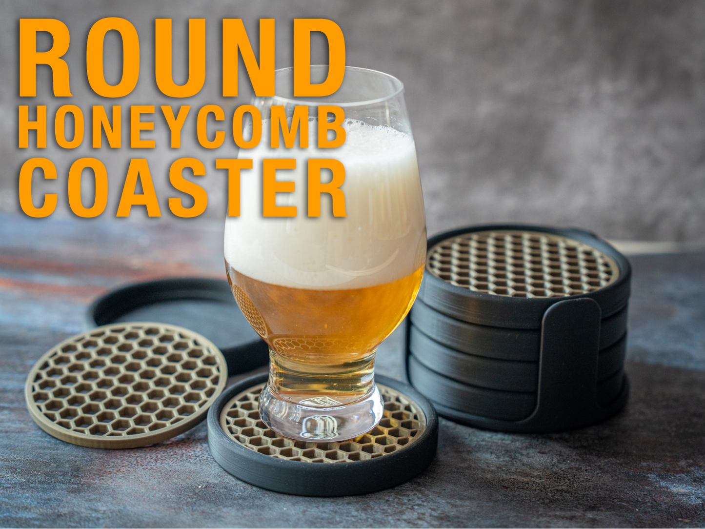 Honeycomb Coaster Set – Modern Table Coasters with Holder