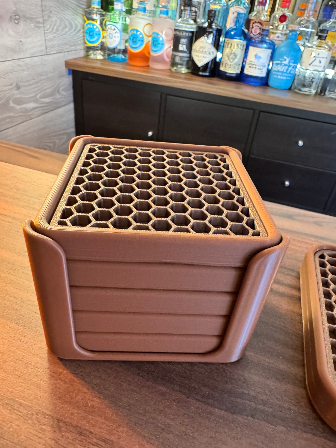 Square Honeycomb Coasters – Modern 3D-Printed Drink Coaster Set